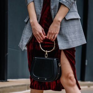 Black Leather Bracelet Bag